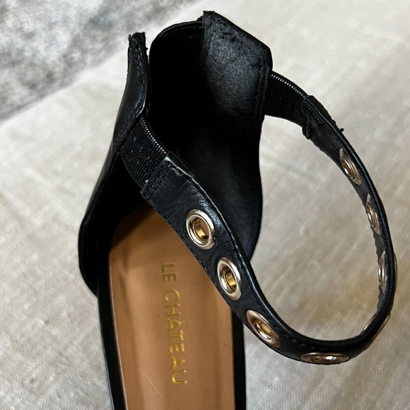 Le Chateau Black Leather heels with grommets/metal eyelet Size 9 - Picture 10 of 15